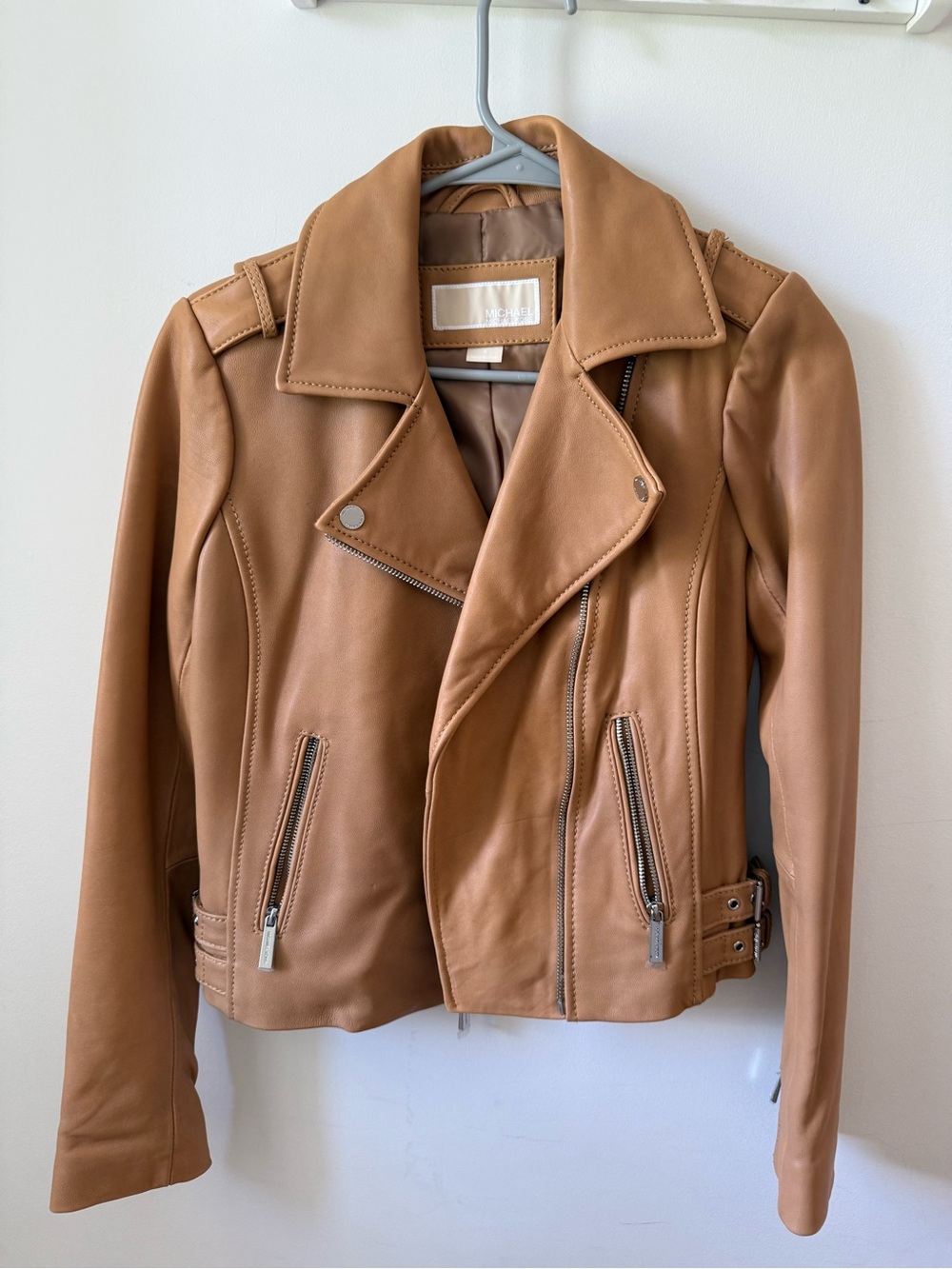 MICHAEL Michael Kors Camel Leather Moto Jacket